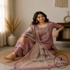 Linen printed with intricate Kantha handwork