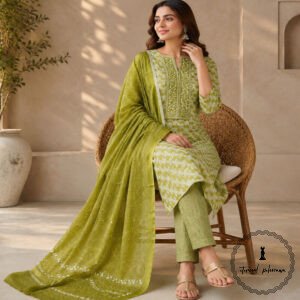 Beautiful Printed Cotton Embroidered Dress Material
