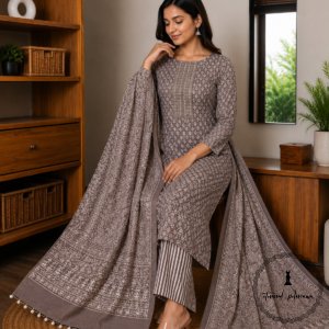 Beautiful Printed Cotton Embroidered Dress Material