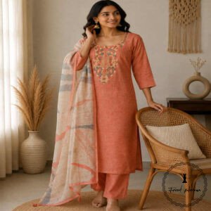 Linen printed with intricate Kantha handwork