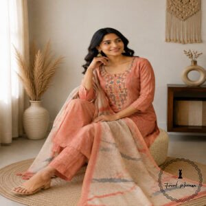 Linen printed with intricate Kantha handwork