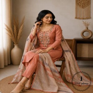 Linen printed with intricate Kantha handwork