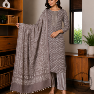 Beautiful Printed Cotton Embroidered Dress Material