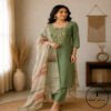Linen printed with intricate Kantha handwork