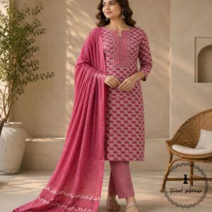 Beautiful Printed Cotton Embroidered Dress Material