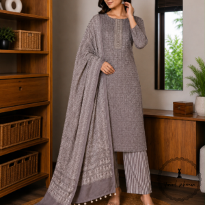 Beautiful Printed Cotton Embroidered Dress Material