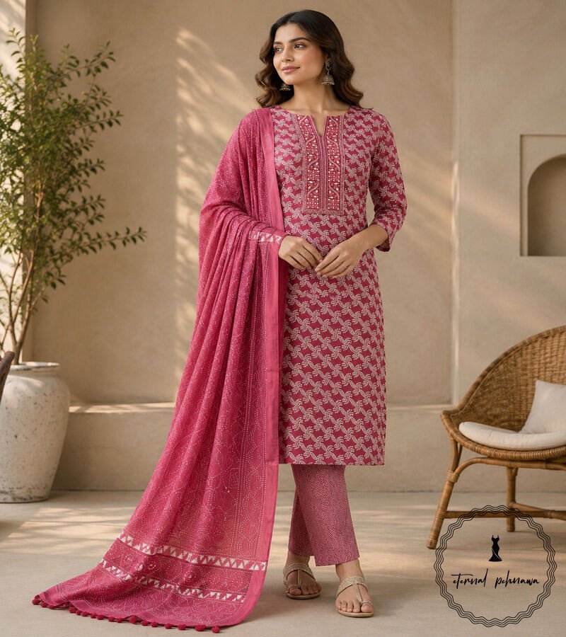 e Beautiful Printed Cotton Embroidered Dress Material