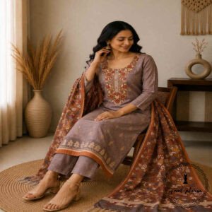 Linen printed with intricate Kantha handwork