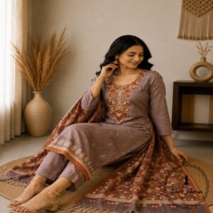 Linen printed with intricate Kantha handwork