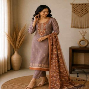 Linen printed with intricate Kantha handwork