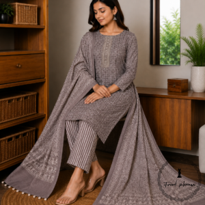 Beautiful Printed Cotton Embroidered Dress Material