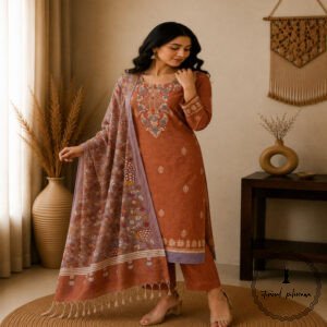 Linen printed with intricate Kantha handwork