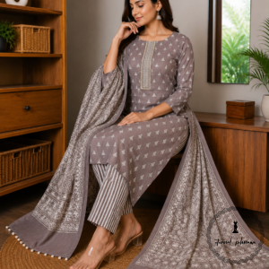 Beautiful Printed Cotton Embroidered Dress Material