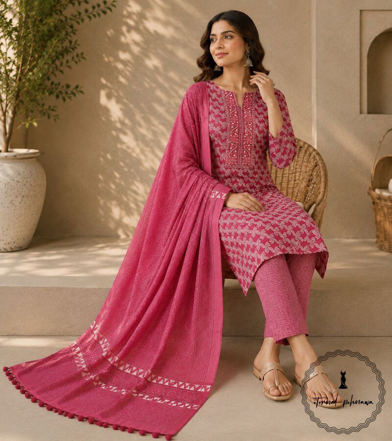 g Beautiful Printed Cotton Embroidered Dress Material