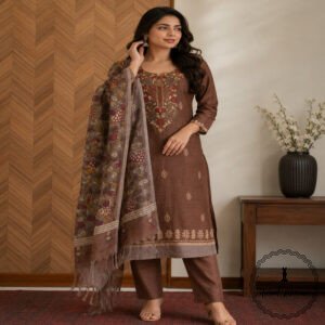 Linen printed with intricate Kantha handwork