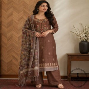 Linen printed with intricate Kantha handwork