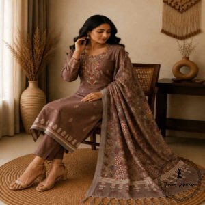 Linen printed with intricate Kantha handwork