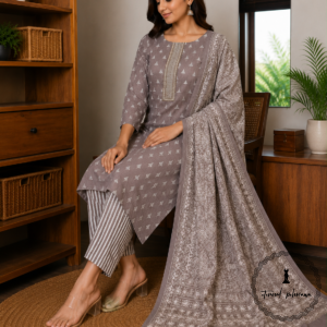 Beautiful Printed Cotton Embroidered Dress Material
