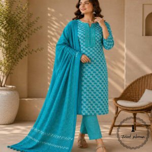 Beautiful Printed Cotton Embroidered Dress Material