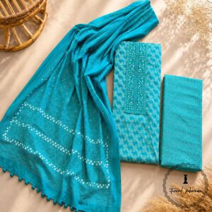 Beautiful Printed Cotton Embroidered Dress Material