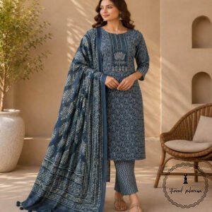 Beautiful Printed Cotton Embroidered Dress Material