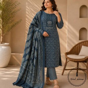 Beautiful Printed Cotton Embroidered Dress Material