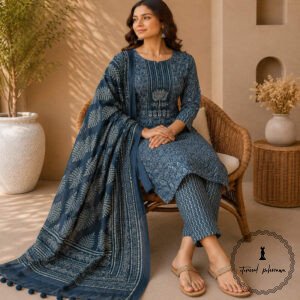 Beautiful Printed Cotton Embroidered Dress Material
