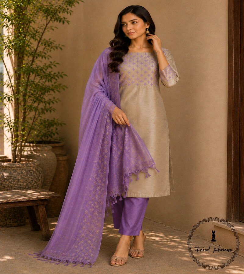 purple3 Katan SIlk Suit
