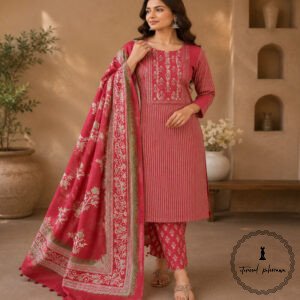 Beautiful Printed Cotton Embroidered Dress Material