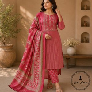 Beautiful Printed Cotton Embroidered Dress Material