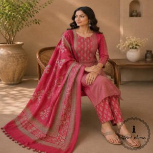 Beautiful Printed Cotton Embroidered Dress Material