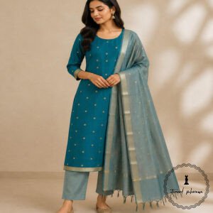 Premium Handloom Maheshwari Cotton Silk Suit Set