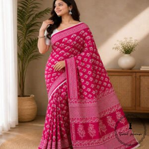 Beautiful Jaipuri Mulmul Cotton Printed Saree