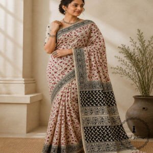 Kalamkari Mulmul Cotton Printed Saree