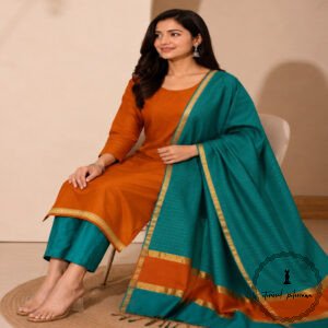 Premium Handloom Maheshwari Silk Suit Set