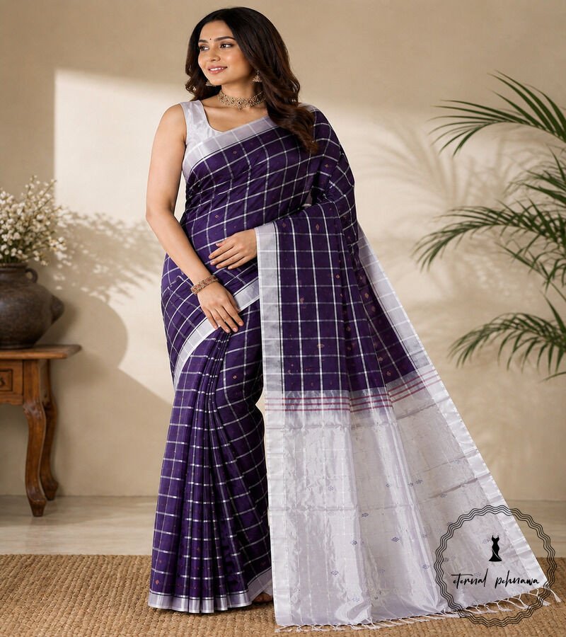 a Handloom Vaalai Naar Pattu Saree (Banana Silk)