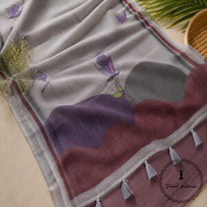 Chanderi Cotton Saree with Kantha Stitch Saree