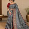Embroidered Chhattisgarh Tribal Art Semi Tussar Silk Saree