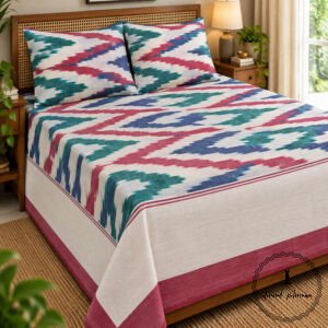 Pochampally Cotton Ikkat Double Bed Bedsheet