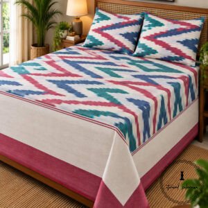 Pochampally Cotton Ikkat Double Bed Bedsheet