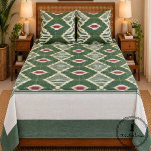 Pochampally Cotton Ikkat Double Bed Bedsheet