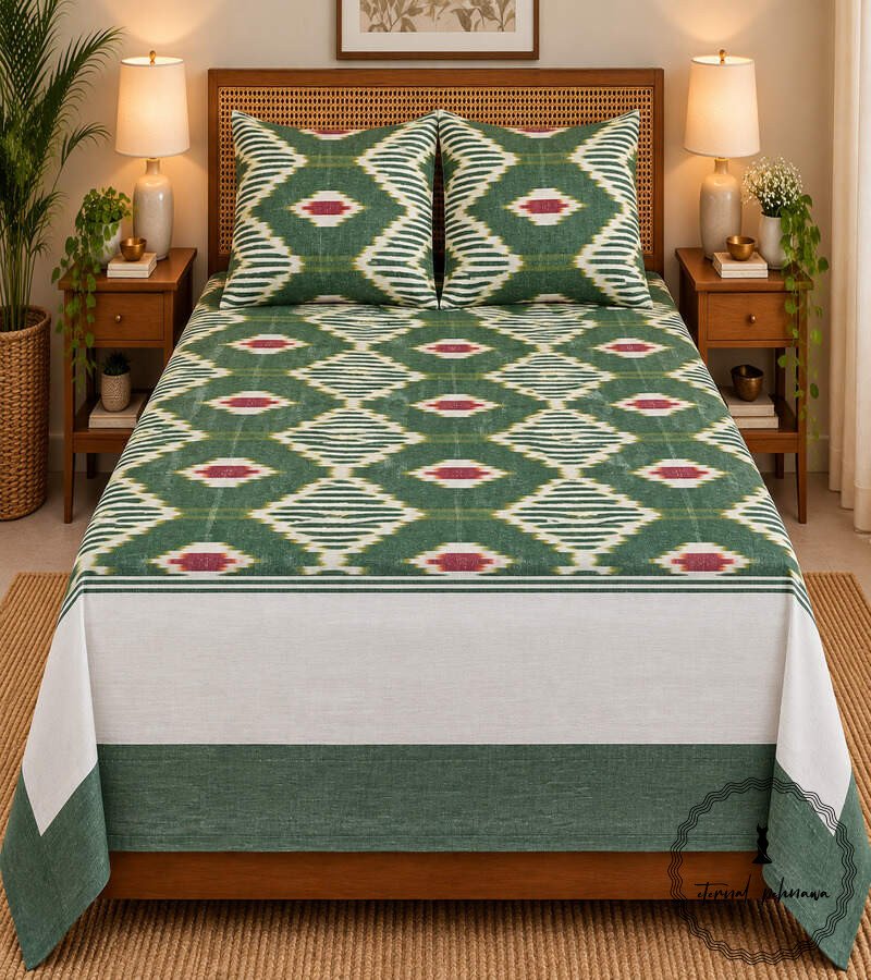 11a Pochampally Cotton Ikkat Double Bed Bedsheet