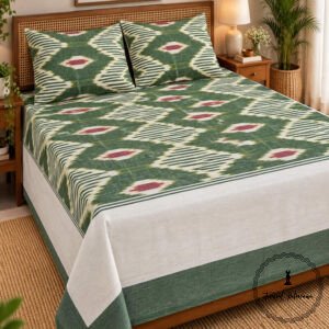 Pochampally Cotton Ikkat Double Bed Bedsheet