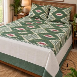 Pochampally Cotton Ikkat Double Bed Bedsheet
