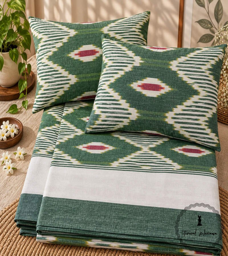 11d Pochampally Cotton Ikkat Double Bed Bedsheet