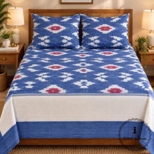 Pochampally Cotton Ikkat Double Bed Bedsheet