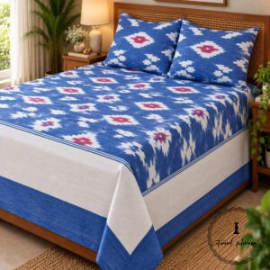 Pochampally Cotton Ikkat Double Bed Bedsheet