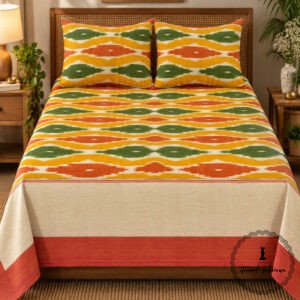 Pochampally Cotton Ikkat Double Bed Bedsheet