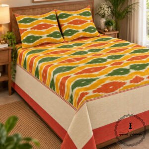 Pochampally Cotton Ikkat Double Bed Bedsheet