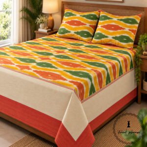 Pochampally Cotton Ikkat Double Bed Bedsheet